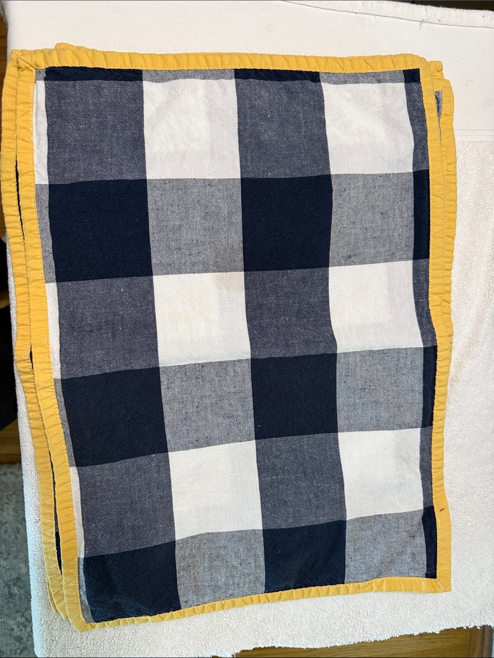 4 Navy and White placemats with Yellow Trim